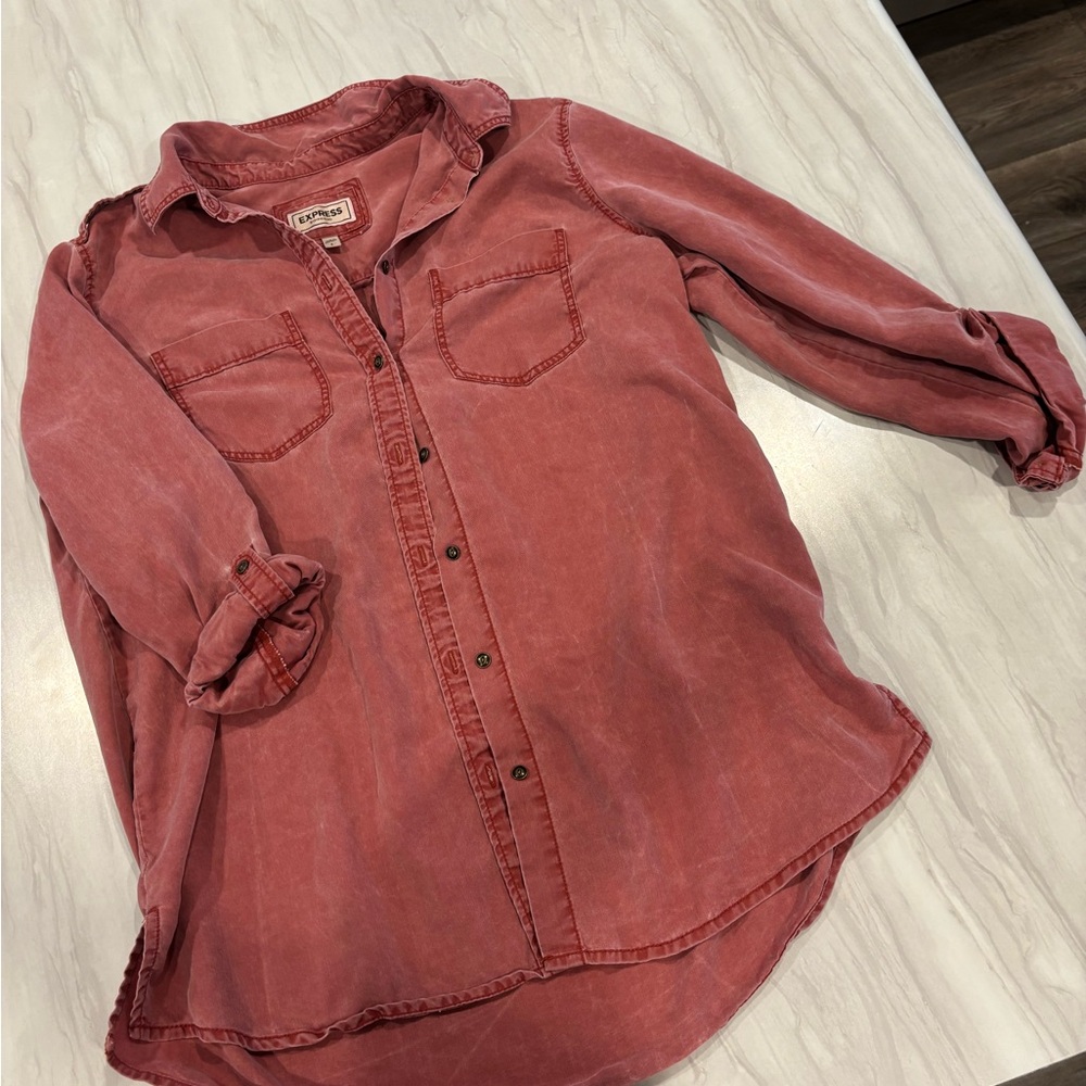 Express Coral Button-Up Shirt
